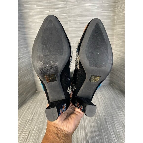 Jeffery Campbell Womens Pointed Toe Boots Multicolor Velvet Knee High Zip 5 M - Picture 6 of 8